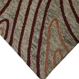 saraswatii global Khaki-Colored Abstract Hand-Tufted Rectangular Carpet image 4