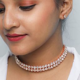 VOJ Gold Plated Stones Studded Jewellery Set-image-60