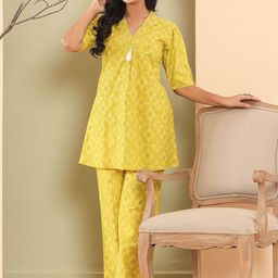 Haute and Humble Ethnic Motifs Printed Pure Cotton A-Line Tunic With Palazzos image 3