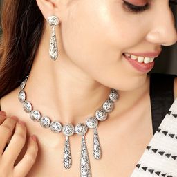 Rubans Silver Plated Oxidized Jewellery Set-72