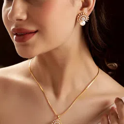 Rubans 22KT Gold-Plated CZ Studded Pearl Drop Jewelry set-28