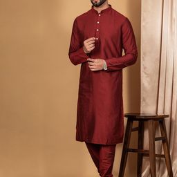 KISAH Men Abstract Printed Regular Fit Kurta Jacket Churidar Set image 5
