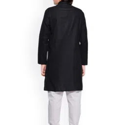BAESD Boys Checked Self Design Band Collar Kurta With Pyjamas image 5