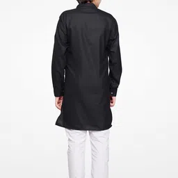 BAESD Self Design Band Collar Long Sleeve Cotton Blend Kurta Set image 4