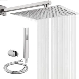 Shower 6 Inch with 9 Inch Square Arm With TF Hand Shower 1.5 Meter Hose Pipe Fixed Mount-image-38