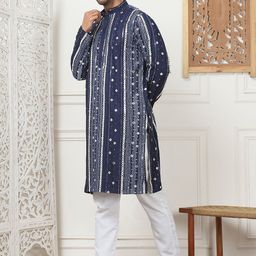 Anouk Men Embroidered Regular Mirror Work Kurta with Pyjamas image 5