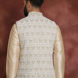 Anouk Metallic Embroidered Mandarin Collar Nehru Jacket image 4