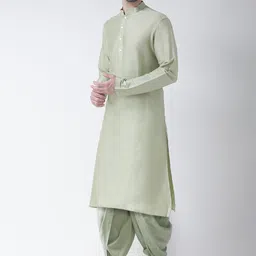 KISAH Men Green Kurta with Dhoti Pant Set image 2