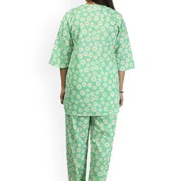 Freesia Array Floral Printed V-Neck Pure Cotton Top With Trousers image 3