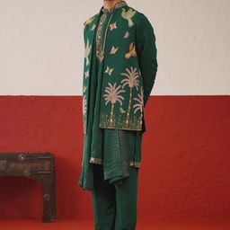 KALPRAAG Embroidered Regular Sequinned Kurta with Trousers & Dupatta image 5