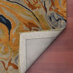 saraswatii global Orange & Blue Abstract Printed Rectangle Carpet image 5