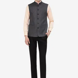 MODI JACKET Men Textured Terry Wool Nehru Jacket image 5