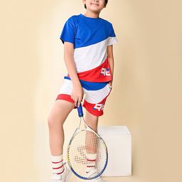 LilPicks Boys Colourblocked Round Neck Short Sleeves Co-ords-image-47