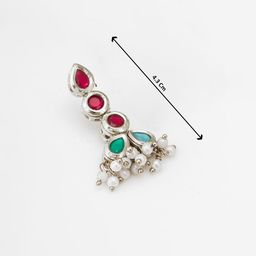 aadita Silver Plated Kundan Stone Studded & Beaded Jewellery Set image 5