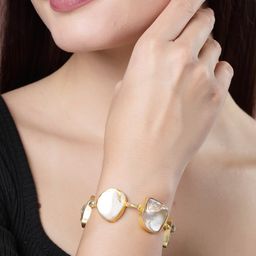 NVR Mother of Pearl Gold-Plated Link Bracelet-image-20