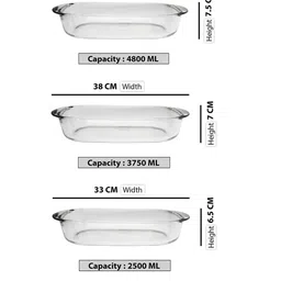 DURALEX Set of 3 Ovenchef Clear Rectangular Roasters Set image 5