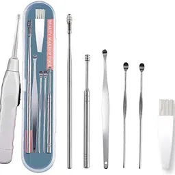New Ear Wax Remover Kit Stick Set Spring Curette with LED Flashlight Earpick-image-44
