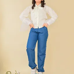 LilPicks Girls Long Sleeves Shirt with Jeans Clothing Set-image-26
