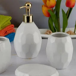 Kookee White 4 Piece Abstract Bath Accessories Set image 5