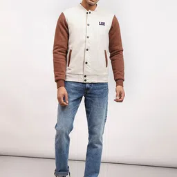 Lee Colourblocked Stand Collar Cotton Bomber Jacket-image-63