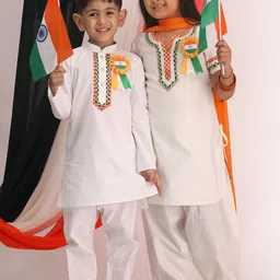 VASTRAMAY Boys Mandarin Collar Regular Gotta Patti Pure Cotton Kurta With Pyjamas-47