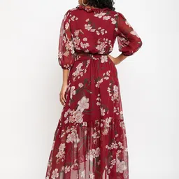 Bitterlime Floral-Printed Top With Flared Maxi Skirts image 5