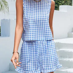 StyleCast Checked Top & Shorts Co-Ords Set image 5