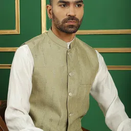 Anouk Green Embroidered Nehru Jackets image 5