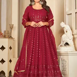 Warthy Ent Ethnic Embellished Fit & Flare With Dupatta image 2