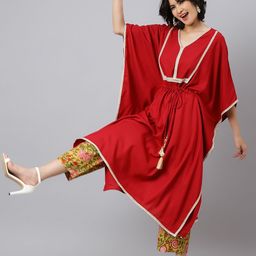 Khushal K Women Gotta Patti Kaftan Kurta with Trousers-image-24