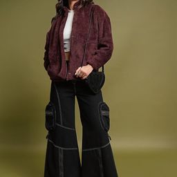 Tokyo Talkies Brown Self Design Open Front Jacket image 2