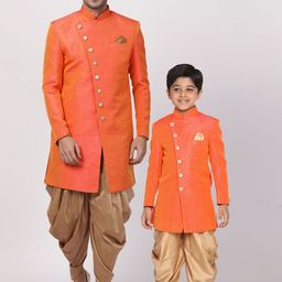VASTRAMAY Boys Mandarin Collar Sherwani Set-image-62