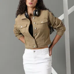 SHOWOFF Spread Collar Crop Denim Jacket-picture-16