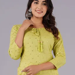 DORIYA Ethnic Motifs Embroidered Regular Thread Work Kurta With Palazzos image 4