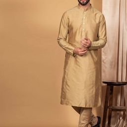 KISAH Men Mandarin Collar Kurta with Churidar & Bandhani Print Nehru Jacket Set image 3