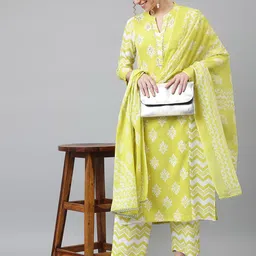 Khushal K Ethnic Motifs Printed Mirror Work Kurta with Palazzos & Dupatta-10