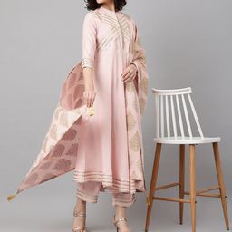 Khushal K Band Collar Gotta Patti Anarkali Kurta With Palazzos & Dupatta-picture-15