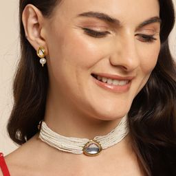 Anouk Women Gold-Plated Kundan Necklace Set-image-46