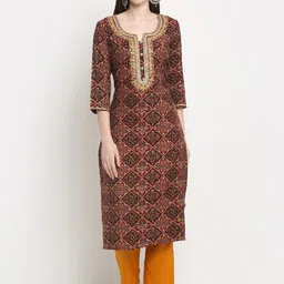KALINI Ethnic Motifs Printed Thread Work Kurta with Trousers & Dupatta image 5