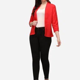 Smarty Pants Women Red Open Front Jacket image 2