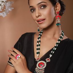 Anouk Gold Plated Stone-Studded & Beaded Jewellery Set-31