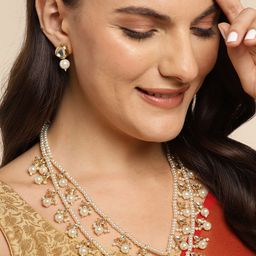 Anouk Women Gold-Plated Layered Pearls Jewellery Set-image-56