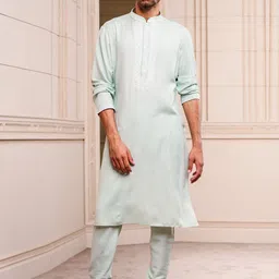 Tasva Men Placket & Sleeves Embroidery Kurta Set-picture-20