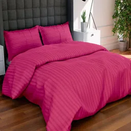 AVI Pink Striped Pure Cotton 300 TC King Duvet Cover-picture-35
