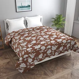 BREVARD Brown & White Floral Printed Double Bed Duvet Cover-picture-13