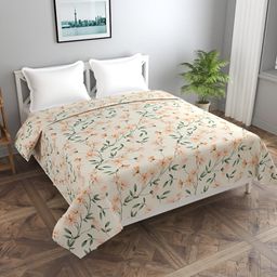 BREVARD Cream & Orange Floral Printed Double Queen Duvet Cover-picture-43