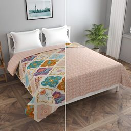 BREVARD Beige & Purple Printed Reversible Double Queen Duvet Cover-picture-31