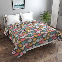 BREVARD Grey & Pink Printed Double Queen Duvet Cover-picture-12