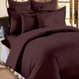 Myntra Elegant Homes Coffee Brown Striped Microfiber Cotton Single Duvet Cover With Zipper-picture-46