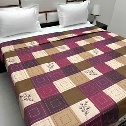 Pure Decor Purple & Beige Floral Printed Pure Cotton 330 TC King Size Duvet Cover-picture-17